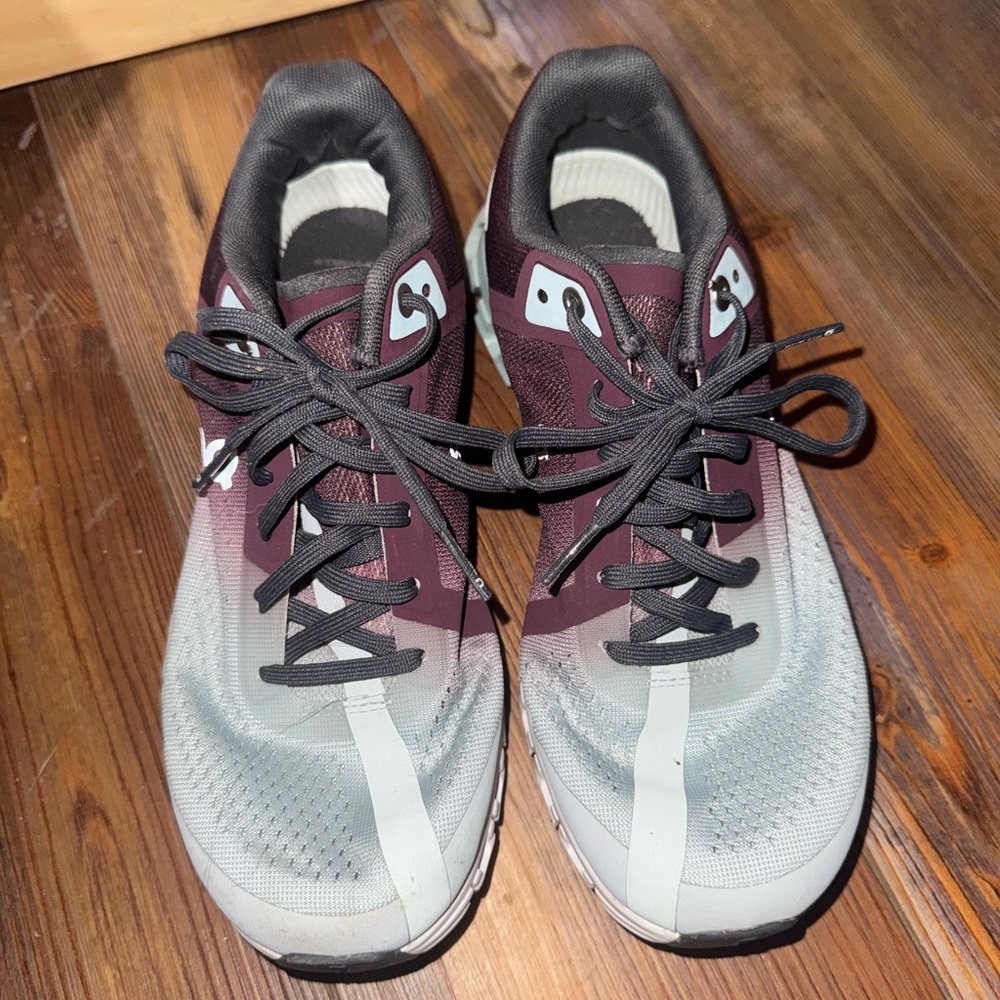 On Running Black and Burgundy Athletic Shoes